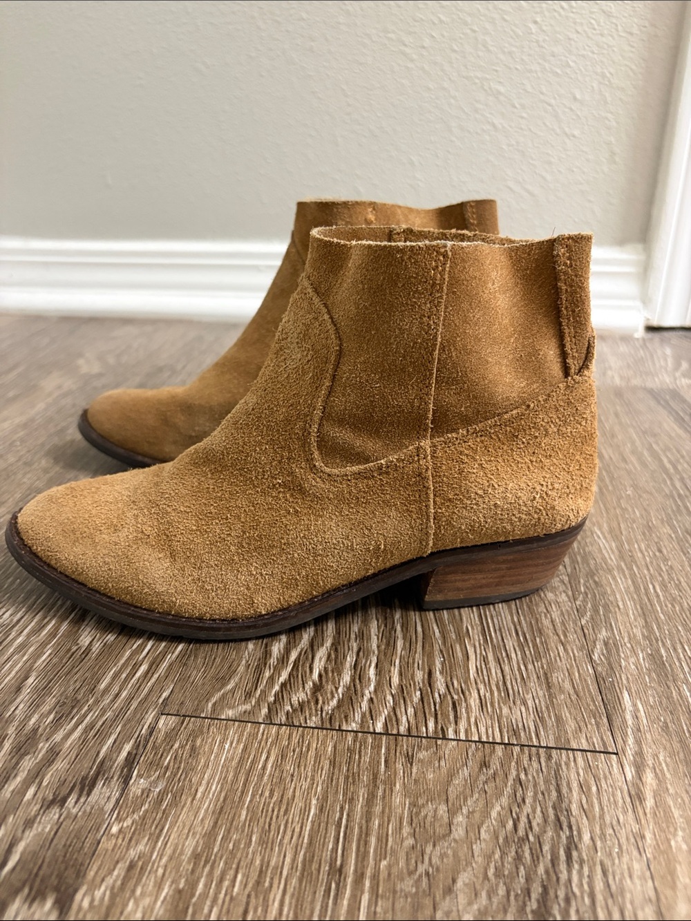 Dolce Vita Tan Suede Chelsea Ankle Booties